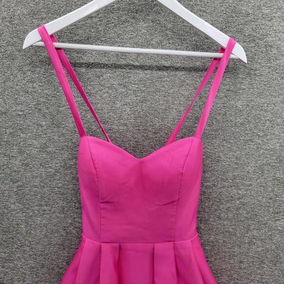 Blondie Nites Juniors Size 5 Hot Pink Lace Up Back Fit & Flare Mini Dress NWT - Picture 2 of 12